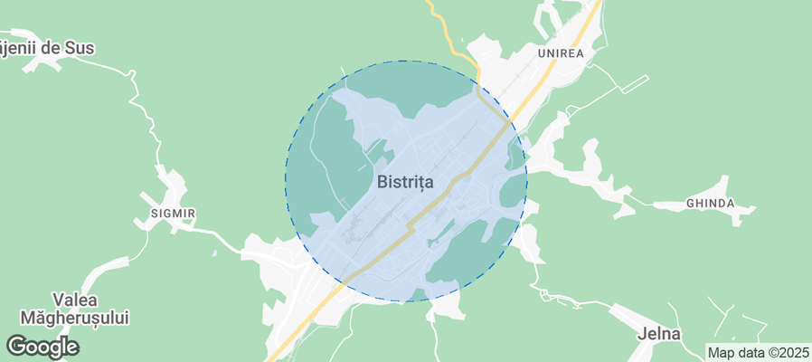 Map of Airbnb listings in Bistrița