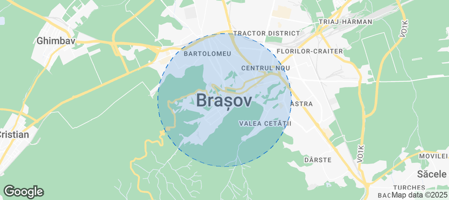 Map of Airbnb listings in Brașov