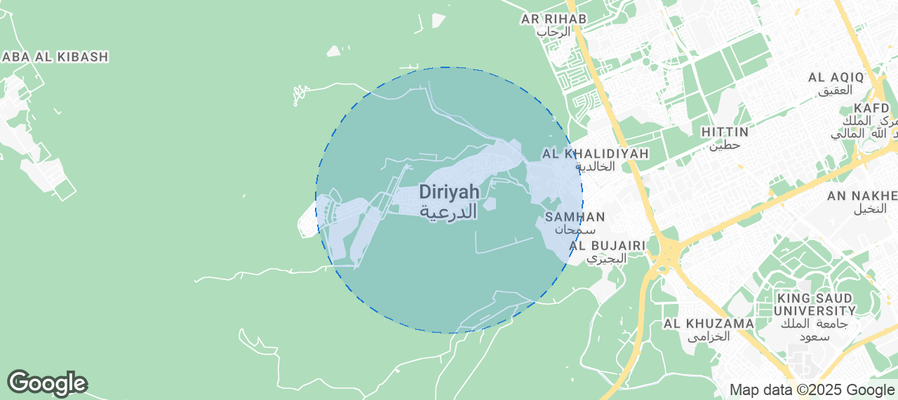 Map of Airbnb listings in Ad Dir`iyah