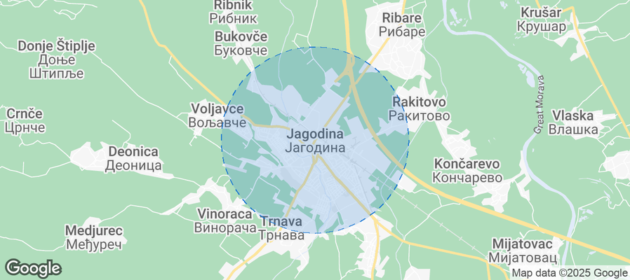 Map of Airbnb listings in Jagodina