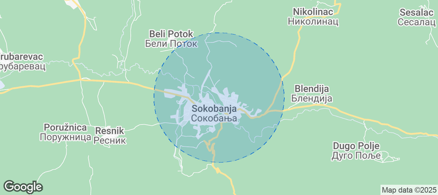 Map of Airbnb listings in Sokobanja Municipality