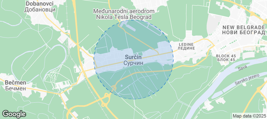 Map of Airbnb listings in Surcin Urban Municipality