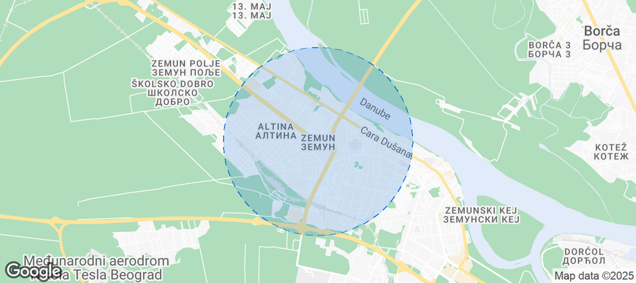Map of Airbnb listings in Zemun Urban Municipality
