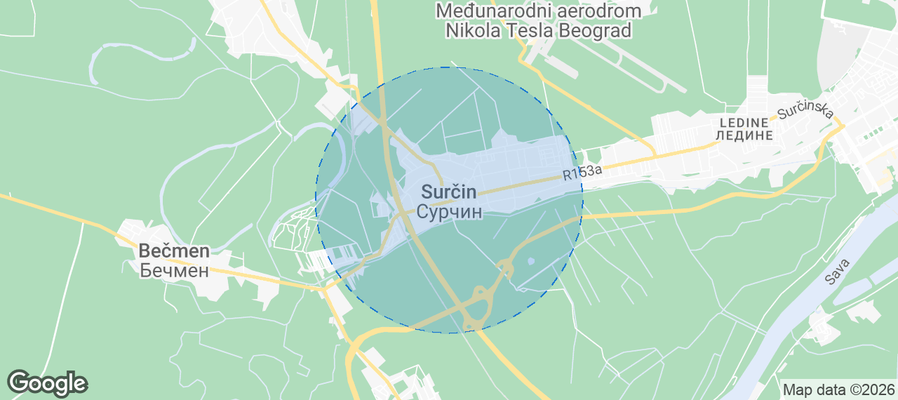 Surčin Airbnb map