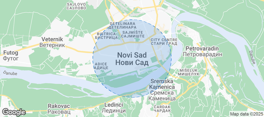 Map of Airbnb listings in Novi Sad
