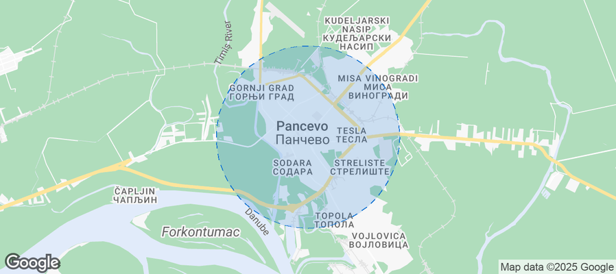 Map of Airbnb listings in Pančevo