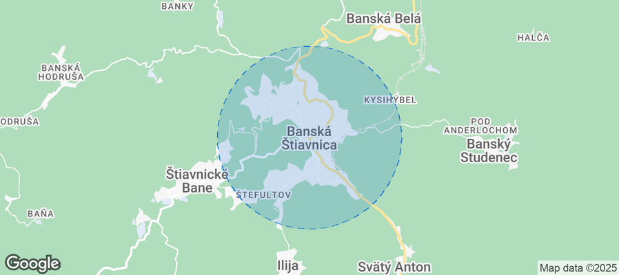 Map of Airbnb listings in Banská Štiavnica