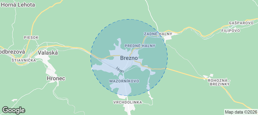 Map of Airbnb listings in Brezno