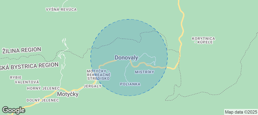 Map of Airbnb listings in Donovaly