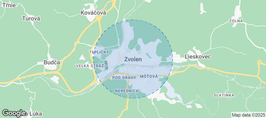 Map of Airbnb listings in Zvolen
