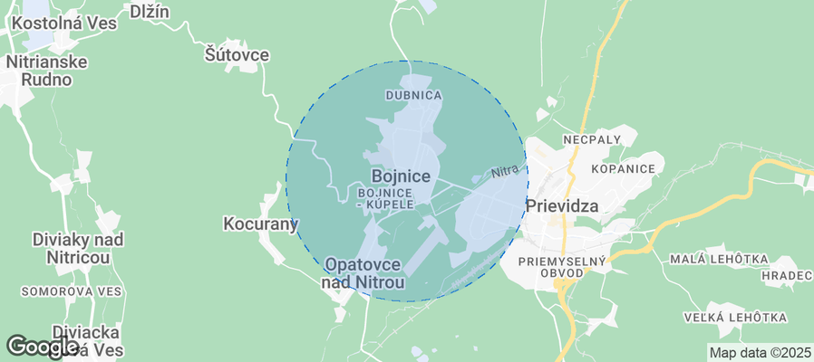 Map of Airbnb listings in Bojnice