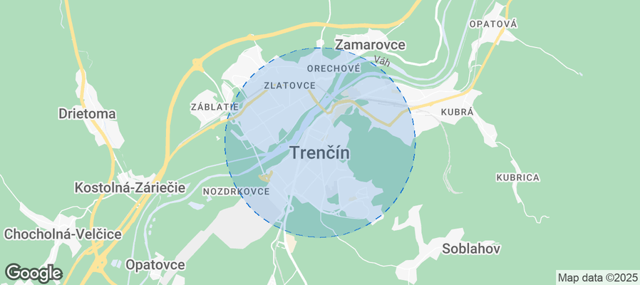 Map of Airbnb listings in District of Trenčín