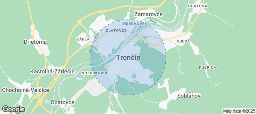 Map of Airbnb listings in Trenčín