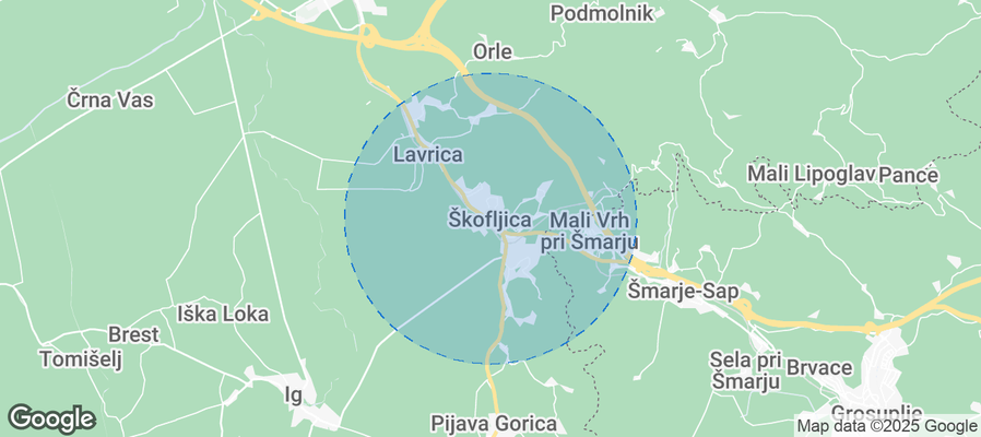 Map of Airbnb listings in Škofljica