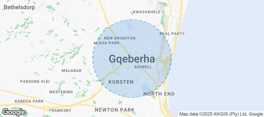 Map of Airbnb listings in Gqeberha