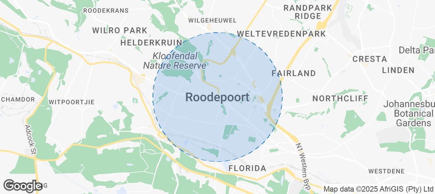 Map of Airbnb listings in Roodepoort