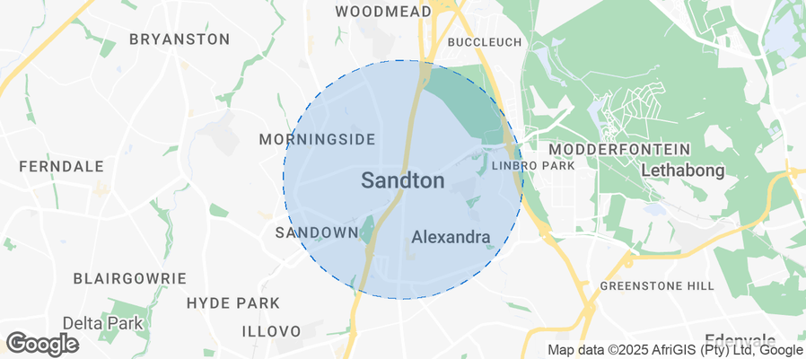 Map of Airbnb listings in Sandton