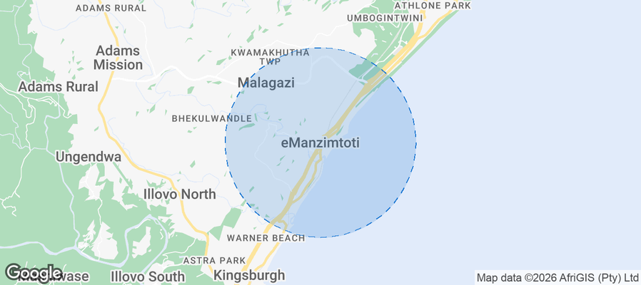 Map of Airbnb listings in Amanzimtoti