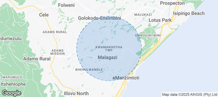 Map of Airbnb listings in KwaMakhutha