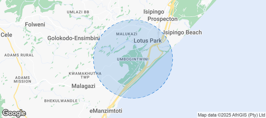 Map of Airbnb listings in Umbogintwini