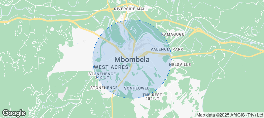 Map of Airbnb listings in Mbombela