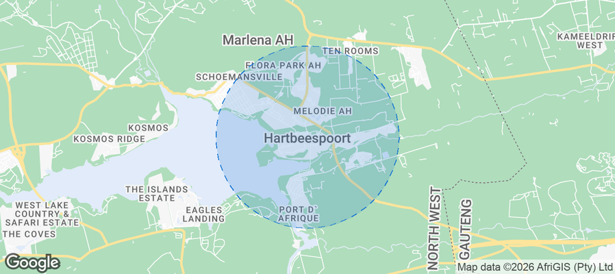 Map of Airbnb listings in Hartbeespoort