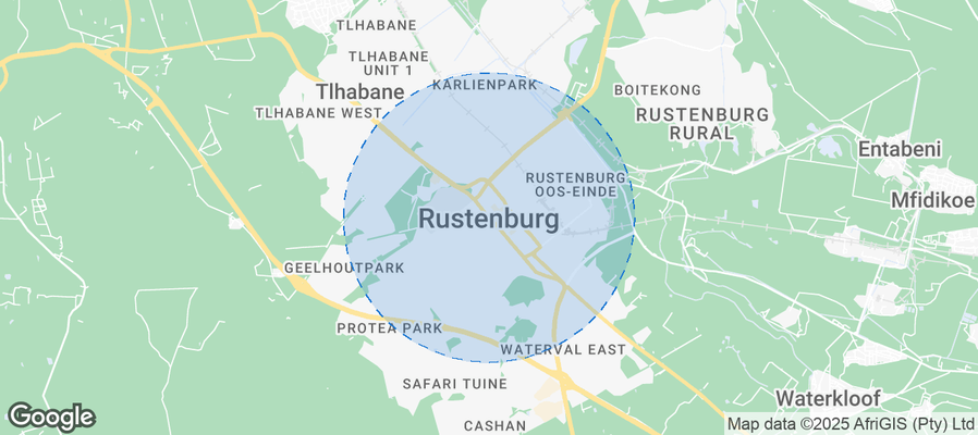 Map of Airbnb listings in Rustenburg Local Municipality