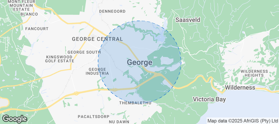 Map of Airbnb listings in George