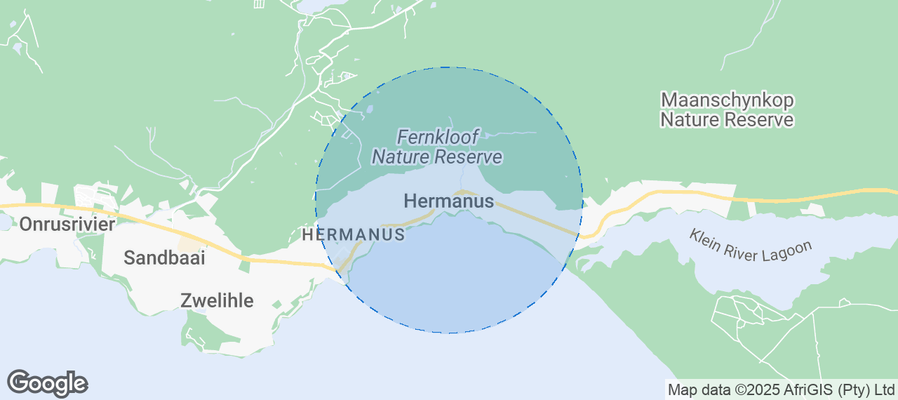 Map of Airbnb listings in Hermanus