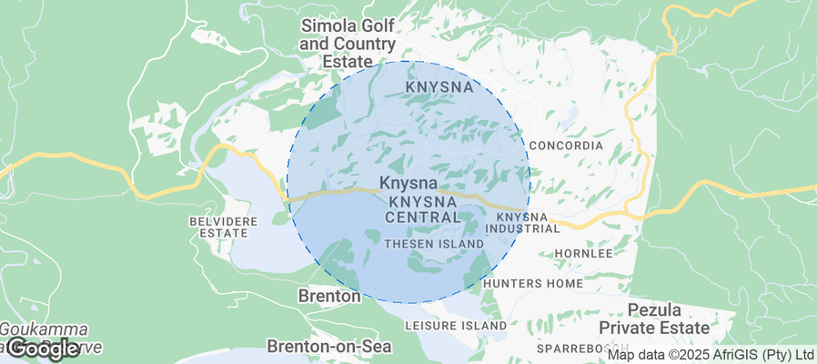 Map of Airbnb listings in Knysna