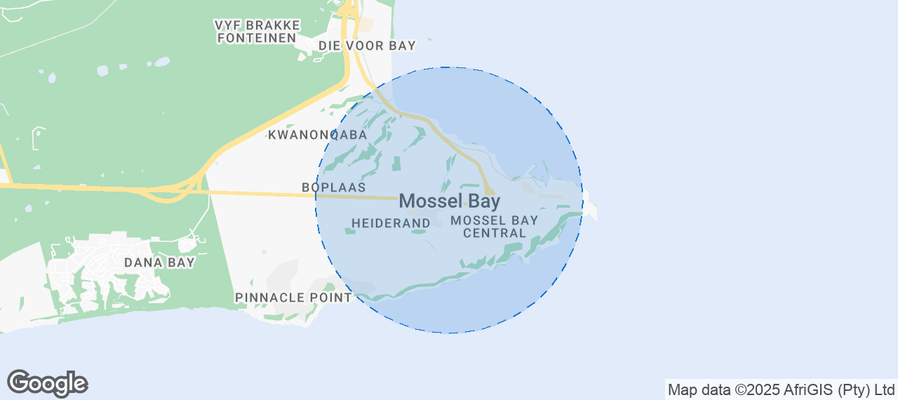 Map of Airbnb listings in Mossel Bay