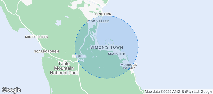 Map of Airbnb listings in Simon's Town