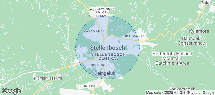 Map of Airbnb listings in Stellenbosch Local Municipality
