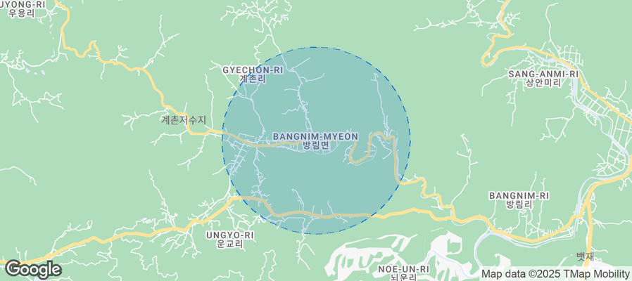 Map of Airbnb listings in Bangnim-myeon