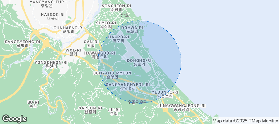 Map of Airbnb listings in Dongho-ri