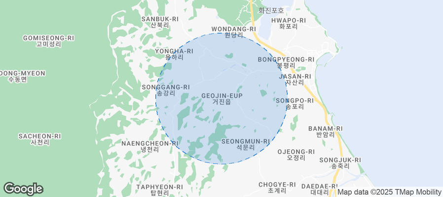 Map of Airbnb listings in Geojin-eup