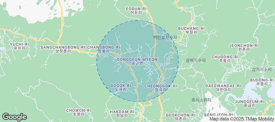 Map of Airbnb listings in Gonggeun-myeon
