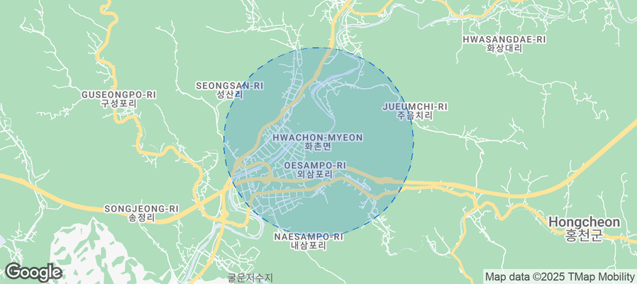 Map of Airbnb listings in Hwachon-myeon