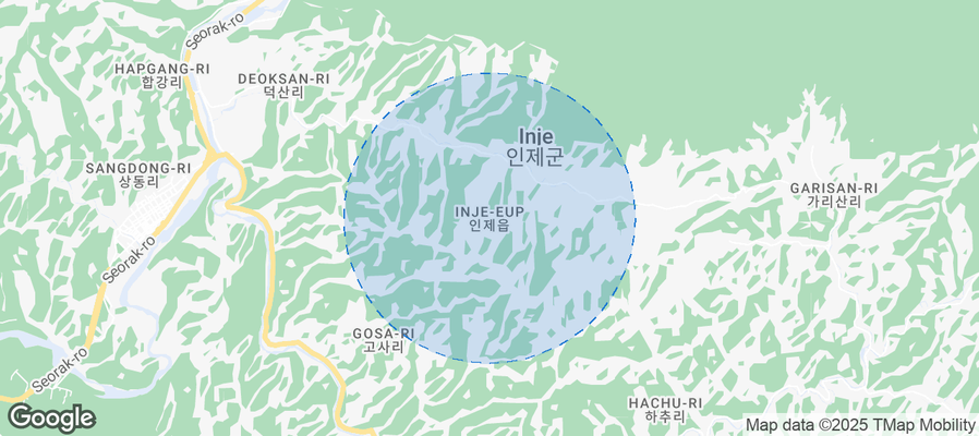 Map of Airbnb listings in Inje-eup