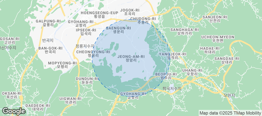 Map of Airbnb listings in Jeong-am-ri