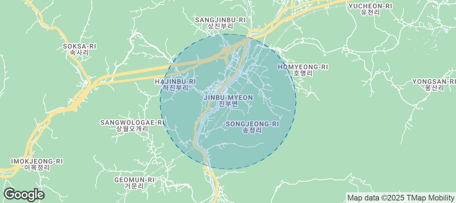 Map of Airbnb listings in Jinbu-myeon
