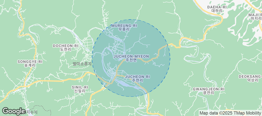Map of Airbnb listings in Jucheon-myeon