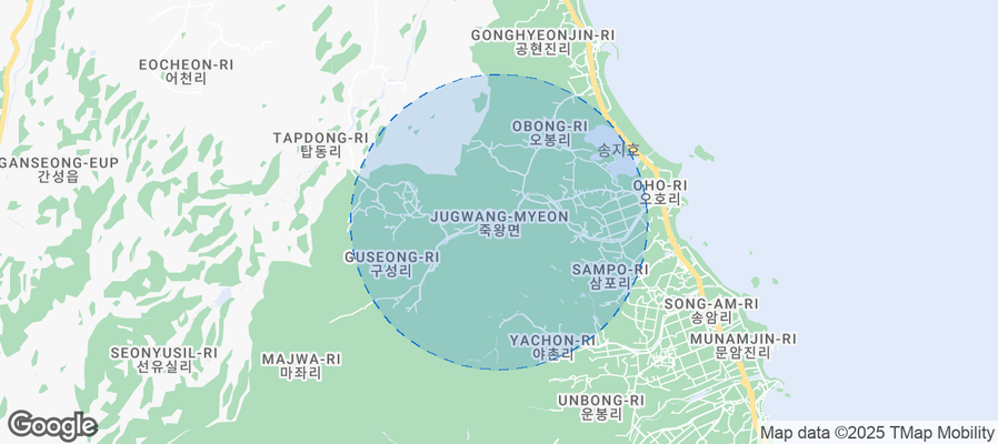 Map of Airbnb listings in Jugwang-myeon