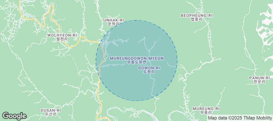 Map of Airbnb listings in Mureungdowon-myeon