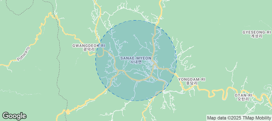 Map of Airbnb listings in Sanae-myeon