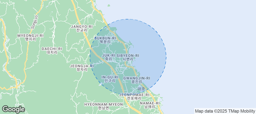 Map of Airbnb listings in Sibyeon-ri