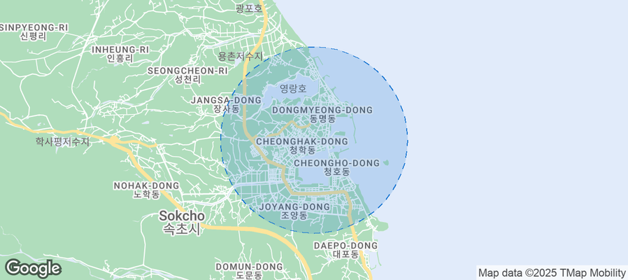Map of Airbnb listings in Sokcho-si
