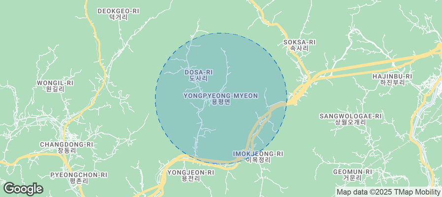 Map of Airbnb listings in Yongpyeong-myeon