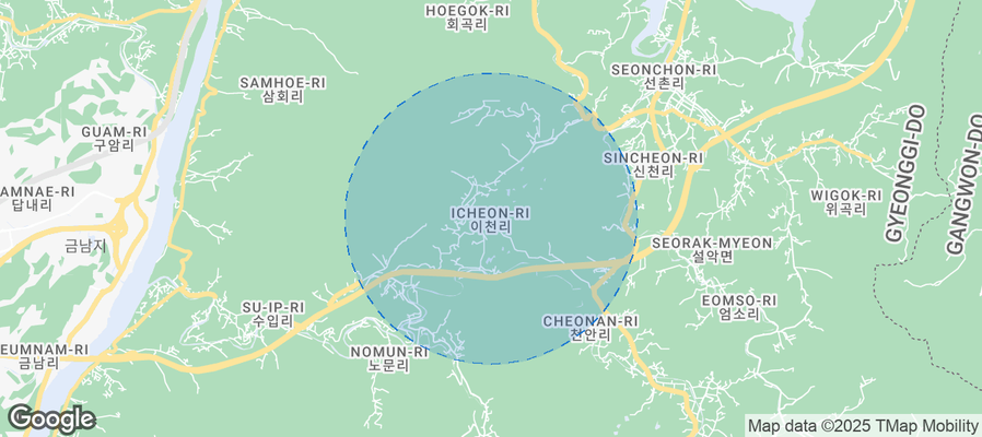 Map of Airbnb listings in Icheon-ri