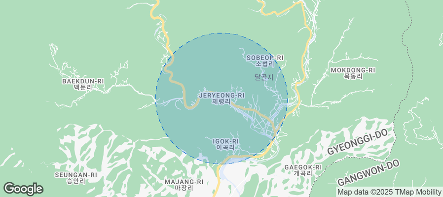 Map of Airbnb listings in Jeryeong-ri